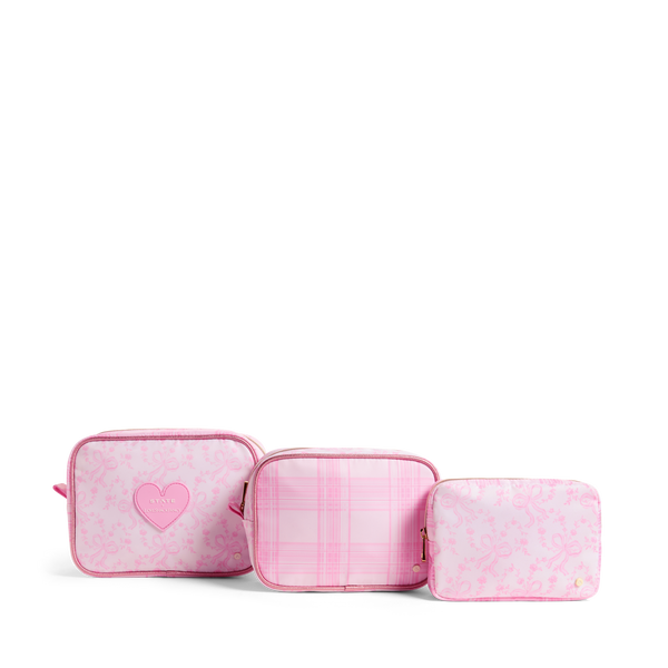 state bags STATE x LoveShackFancy Travel Pouch Set of Three Pink Vanilla
