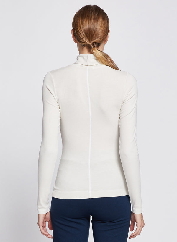 Stateside 2x1 Fine Rib Long Sleeve Turtleneck In Cream