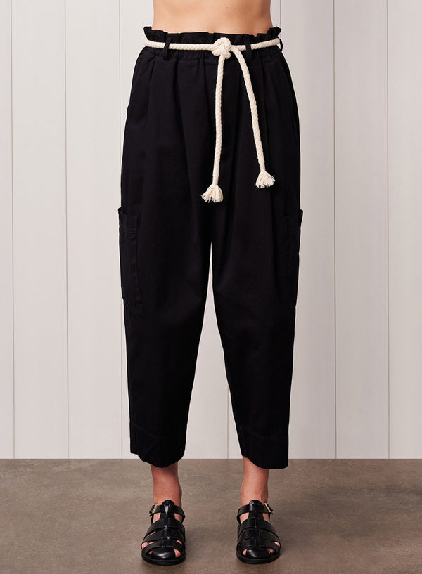 stateside Cava Twill Paperbag Utility Pant in New Navy