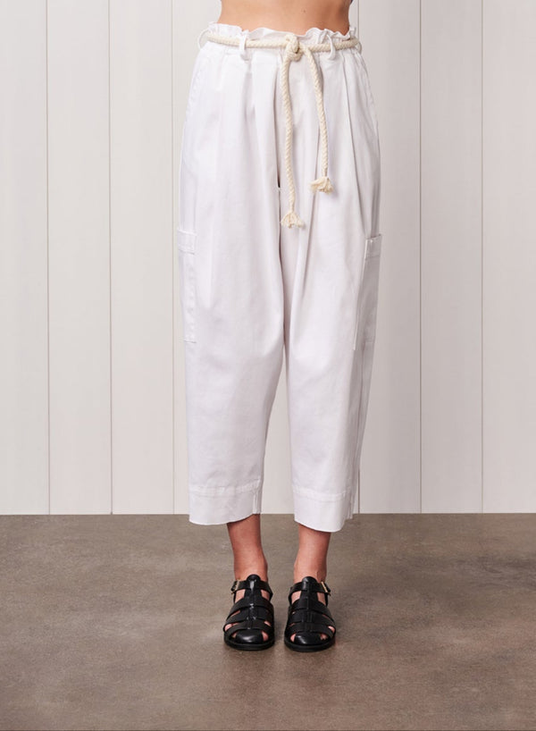 stateside Cava Twill Paperbag Utility Pant in White