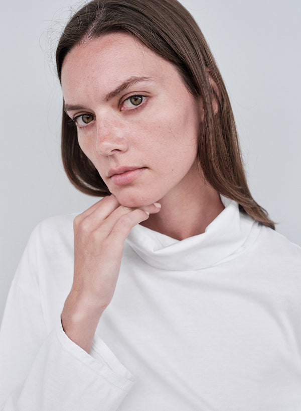 Stateside Cloud Jersey Cowl Neck Cropped Long Sleeve In Paper