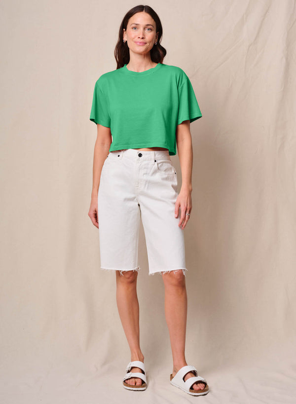 Stateside Cloud Jersey Cropped Boy Tee In Kelly Green