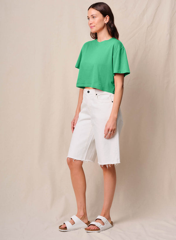 Stateside Cloud Jersey Cropped Boy Tee In Kelly Green