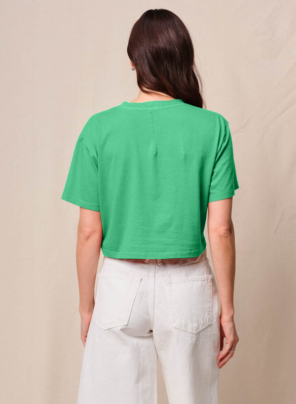 Stateside Cloud Jersey Cropped Boy Tee In Kelly Green