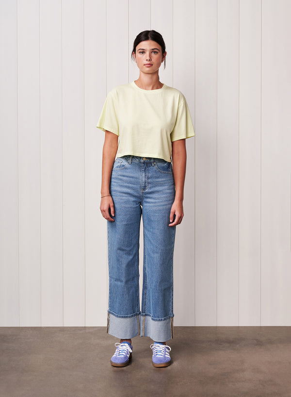stateside Cloud Jersey Cropped Boy Tee in Lemon Ice