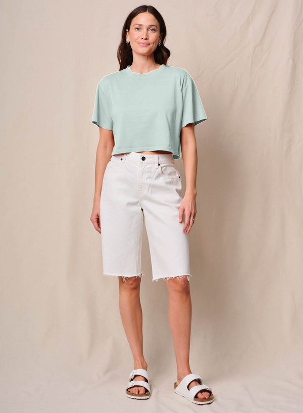 Stateside Cloud Jersey Cropped Boy Tee In Sea Glass