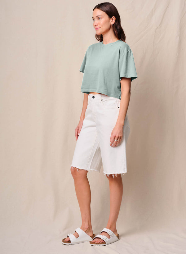Stateside Cloud Jersey Cropped Boy Tee In Sea Glass
