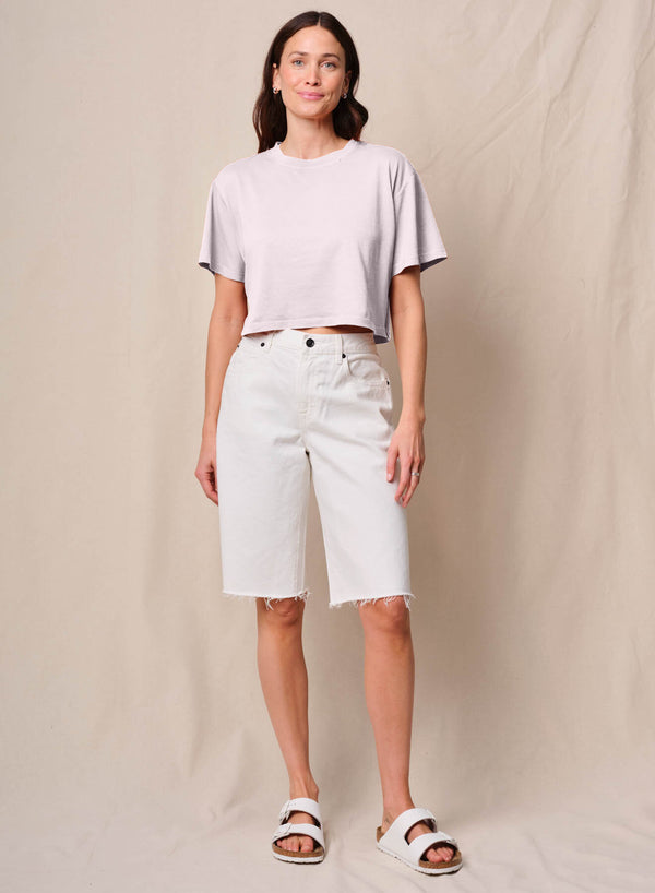 Stateside Cloud Jersey Cropped Boy Tee In Softest Pink