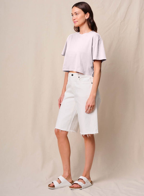 Stateside Cloud Jersey Cropped Boy Tee In Softest Pink