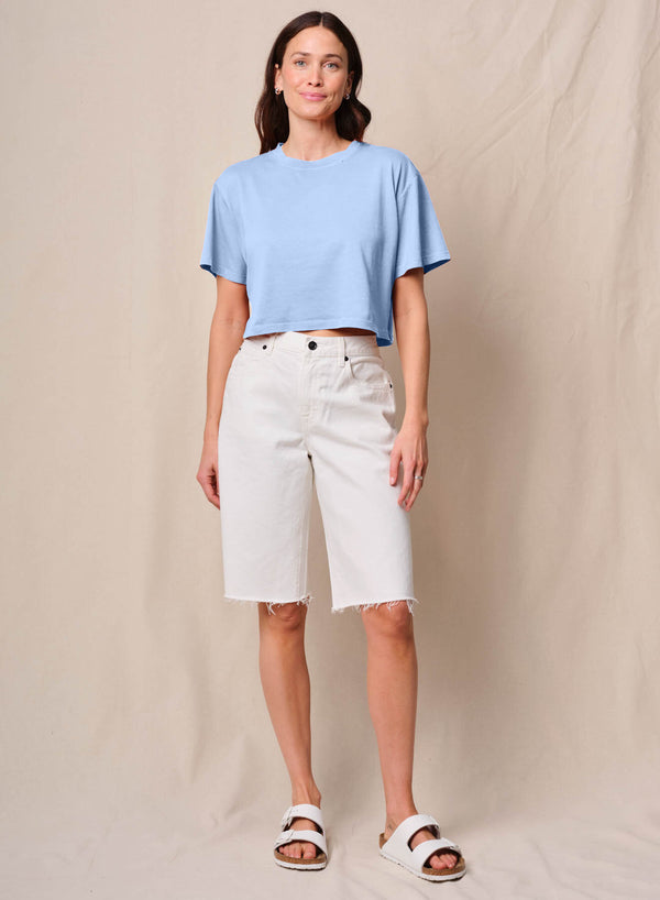 Stateside Cloud Jersey Cropped Boy Tee In Summer Sky