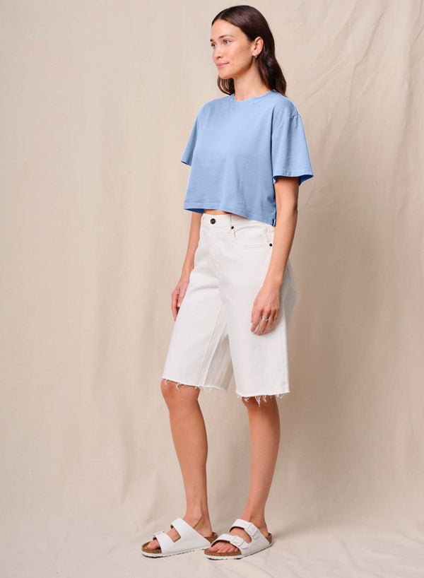 Stateside Cloud Jersey Cropped Boy Tee In Summer Sky