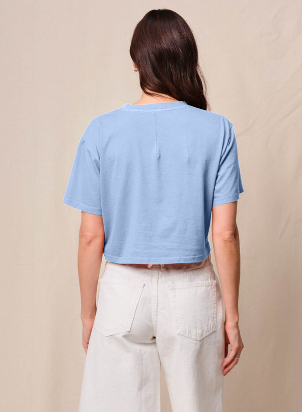 Stateside Cloud Jersey Cropped Boy Tee In Summer Sky