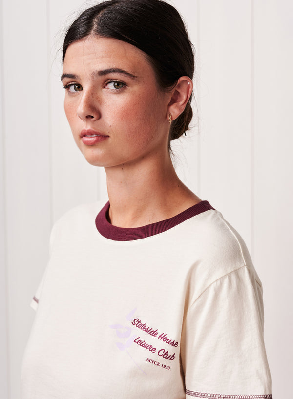 Stateside Cloud Jersey Leisure Club Ringer Tee In Cream