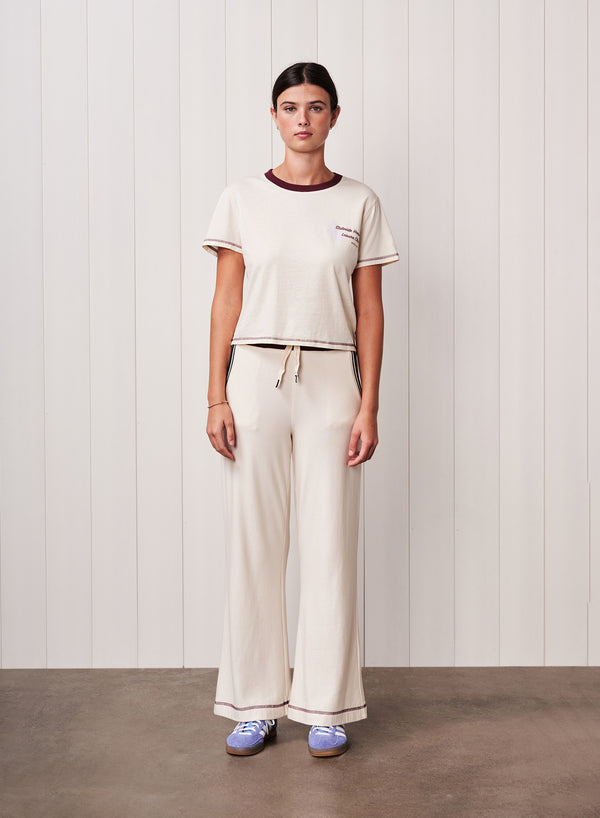 stateside Cloud Jersey Leisure Club Ringer Tee in Cream