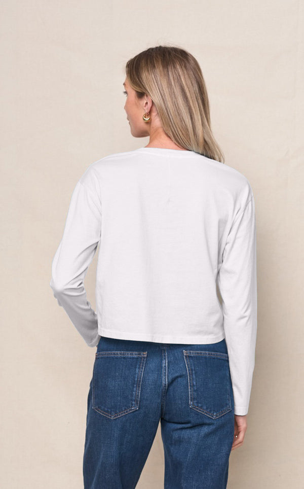 Stateside Cloud Jersey Long Sleeve Boxy Crew In White