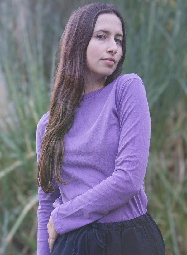 stateside Cloud Jersey Long Sleeve Crew in Hyacinth