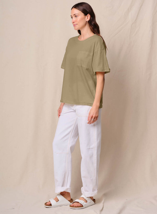 Stateside Cloud Jersey Oversized Pocket Tee In Bay Leaf