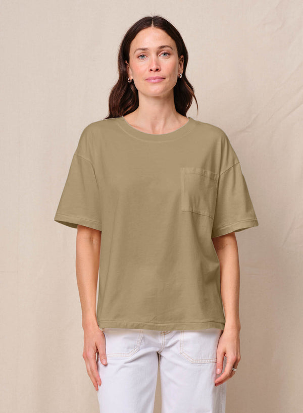 stateside Cloud Jersey Oversized Pocket Tee in Bay Leaf