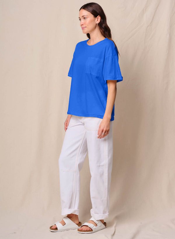 Stateside Cloud Jersey Oversized Pocket Tee In Cobalt