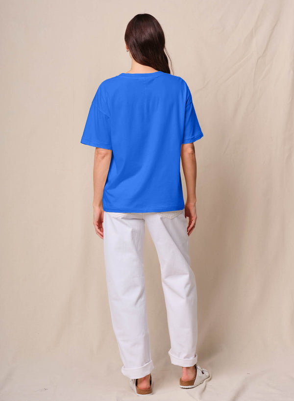 Stateside Cloud Jersey Oversized Pocket Tee In Cobalt