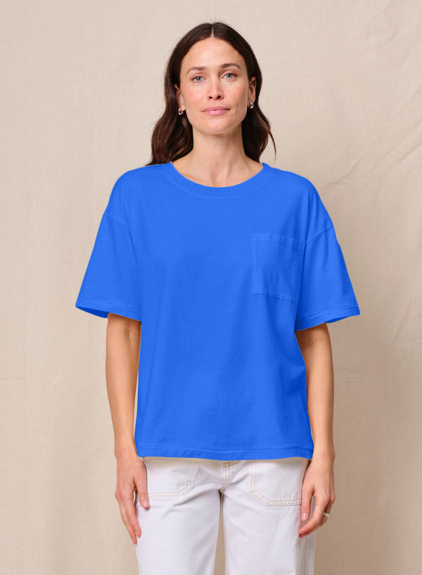 stateside Cloud Jersey Oversized Pocket Tee in Cobalt