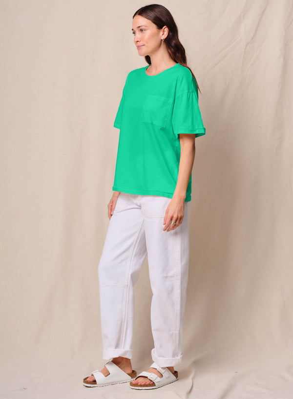 Stateside Cloud Jersey Oversized Pocket Tee In Kelly Green