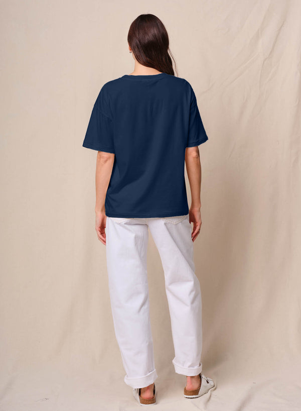 Stateside Cloud Jersey Oversized Pocket Tee In New Navy