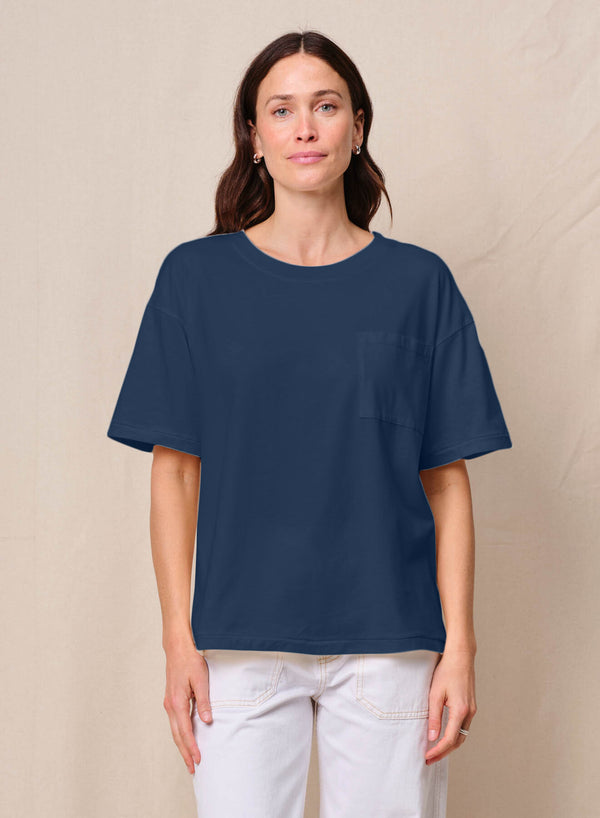 stateside Cloud Jersey Oversized Pocket Tee in New Navy