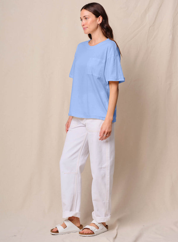 Stateside Cloud Jersey Oversized Pocket Tee In Summer Sky