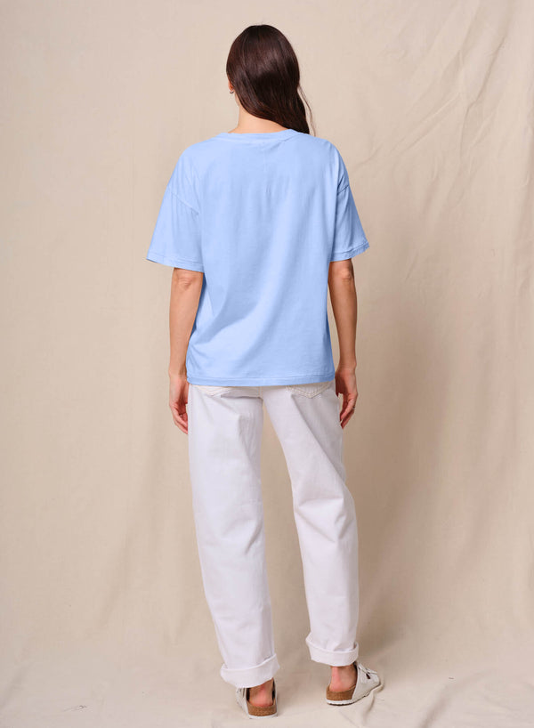 Stateside Cloud Jersey Oversized Pocket Tee In Summer Sky