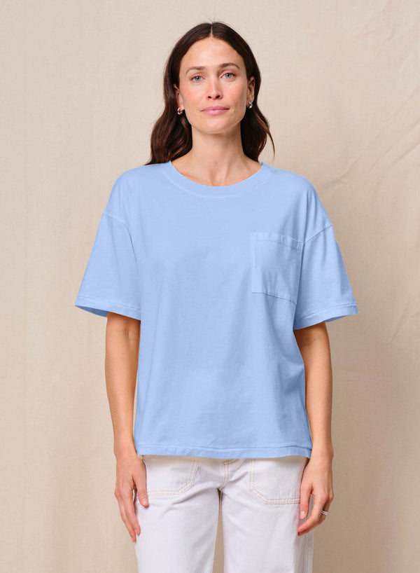 stateside Cloud Jersey Oversized Pocket Tee in Summer Sky