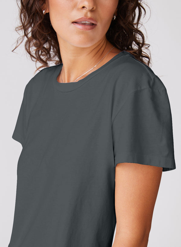 Stateside Cloud Jersey Short Sleeve Crew In Anthracite