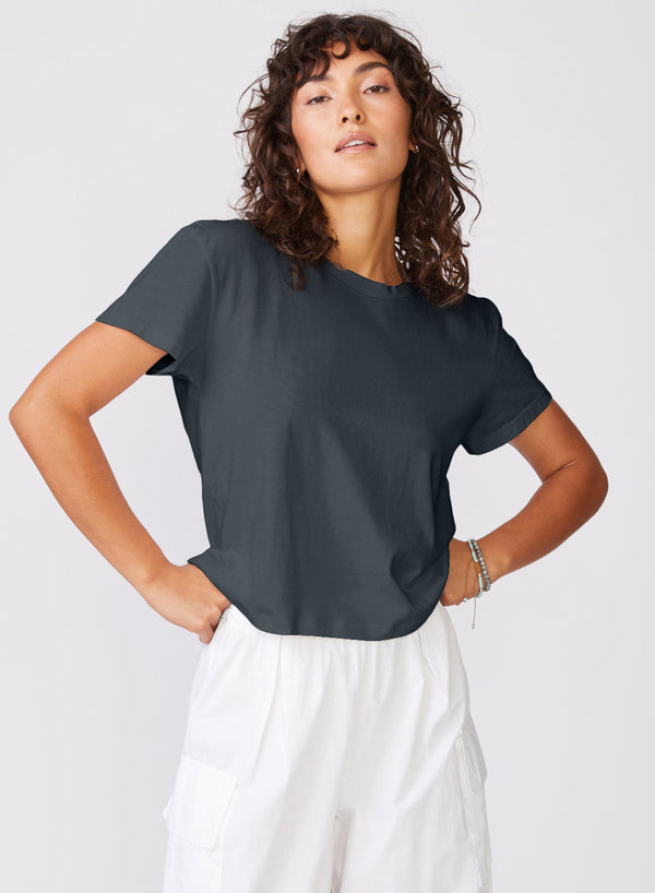 stateside Cloud Jersey Short Sleeve Crew in Anthracite