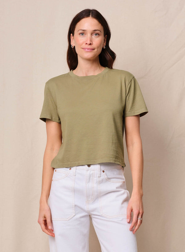 stateside Cloud Jersey Short Sleeve Crew in Bay Leaf