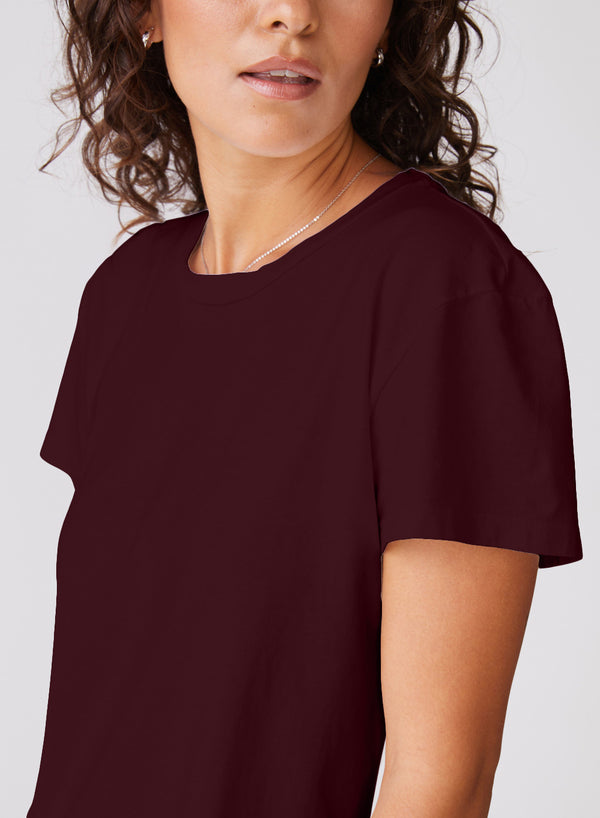 Stateside Cloud Jersey Short Sleeve Crew In Cabernet
