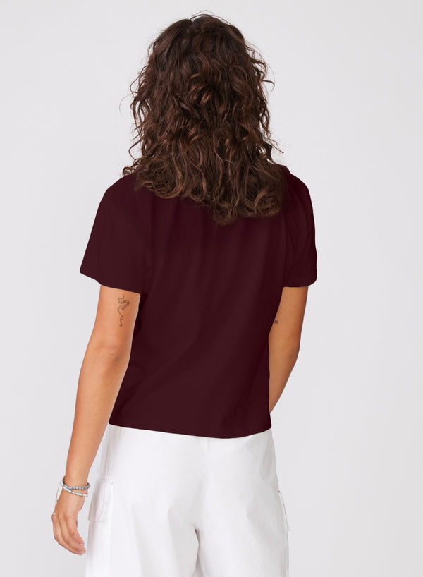 Stateside Cloud Jersey Short Sleeve Crew In Cabernet