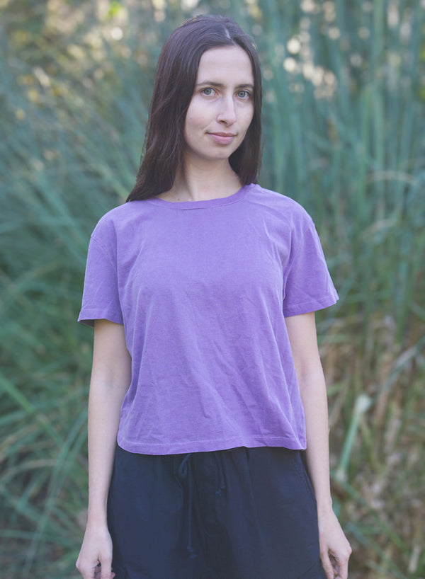 stateside Cloud Jersey Short Sleeve Crew in Hyacinth