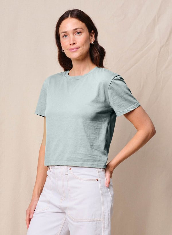 Stateside Cloud Jersey Short Sleeve Crew In Sea Glass