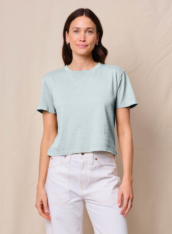 stateside Cloud Jersey Short Sleeve Crew in Sea Glass