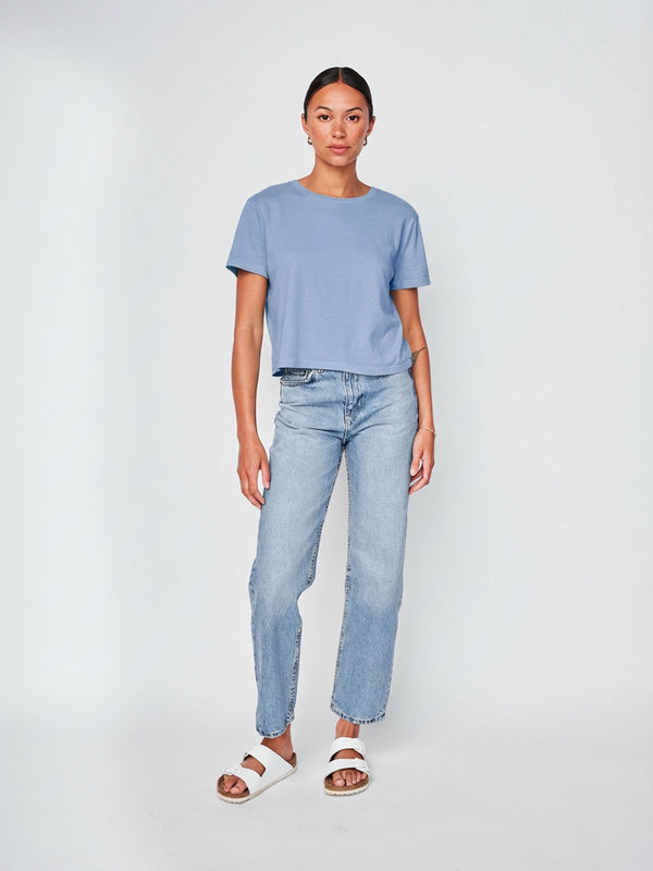 stateside Cloud Jersey Short Sleeve Crew in Soft Blue