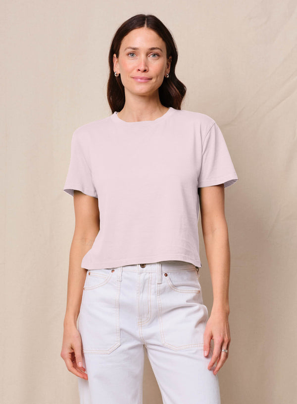 stateside Cloud Jersey Short Sleeve Crew in Softest Pink