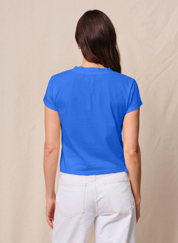 Stateside Cloud Jersey Short Sleeve V-Neck In Cobalt
