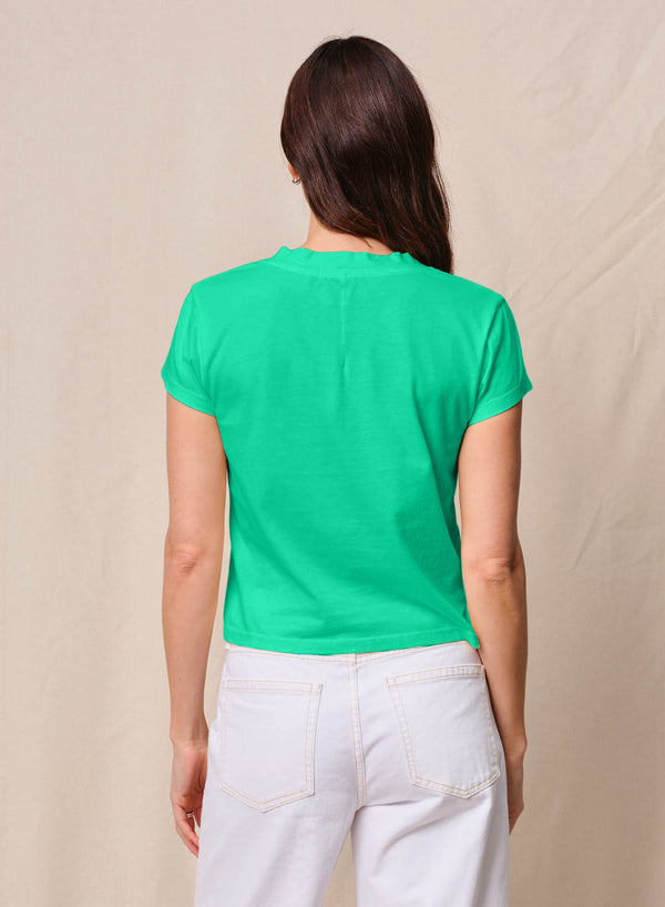 Stateside Cloud Jersey Short Sleeve V-Neck In Kelly Green