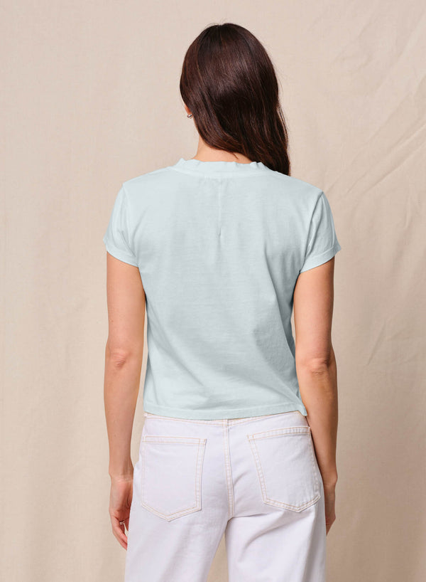 Stateside Cloud Jersey Short Sleeve V-Neck In Sea Glass