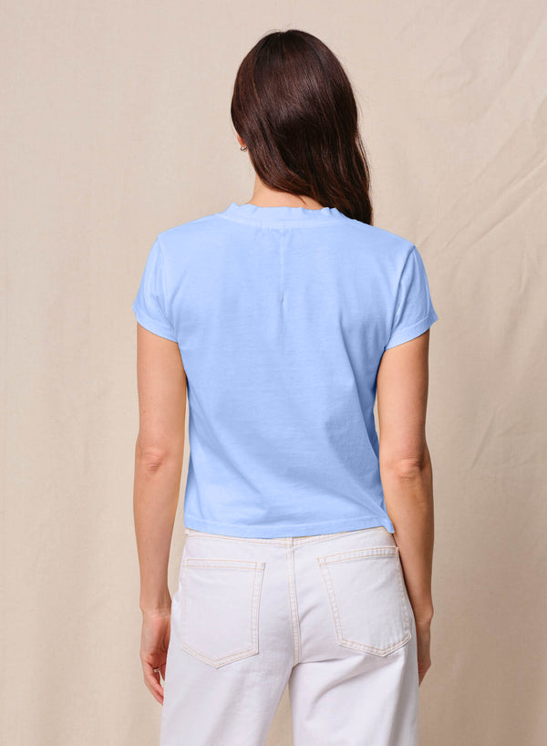 Stateside Cloud Jersey Short Sleeve V-Neck In Summer Sky