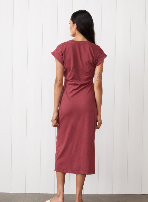 Stateside Cloud Jersey Twist Midi Dress In Turkish Rose