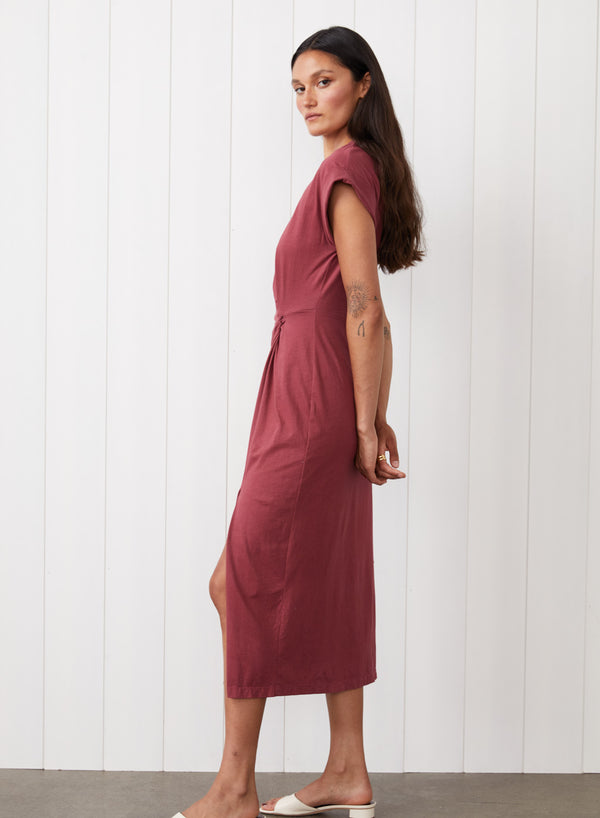 stateside Cloud Jersey Twist Midi Dress in Turkish Rose
