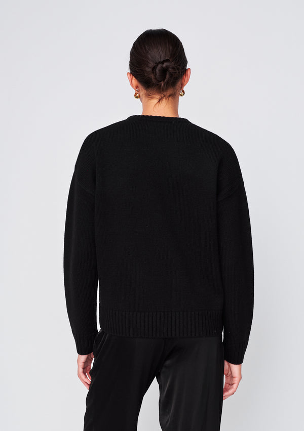 Stateside Color Block Pocket Sweater In Black/Cream