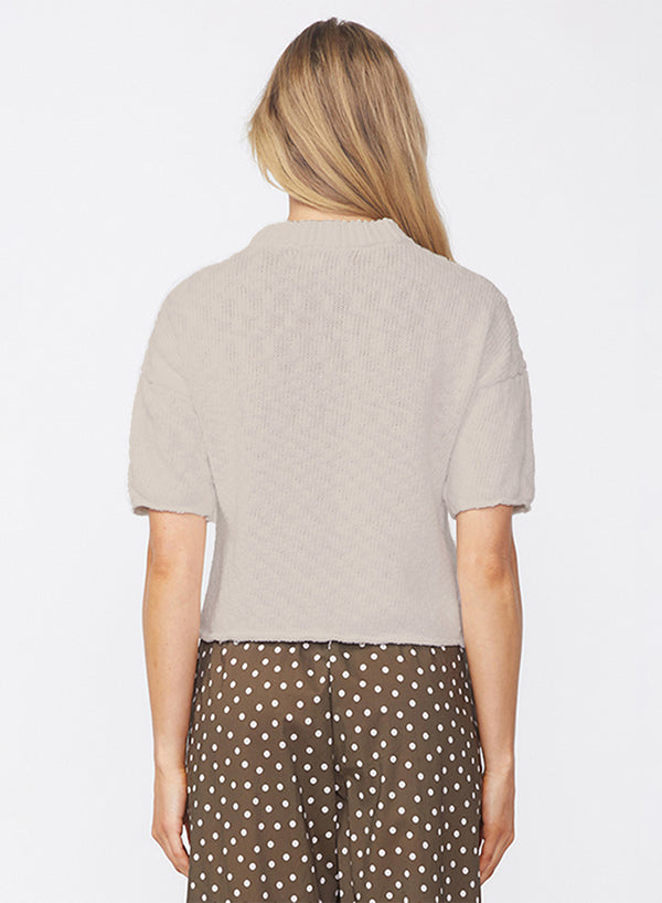 Stateside Cotton Linen Short Sleeve Sweater In Camel