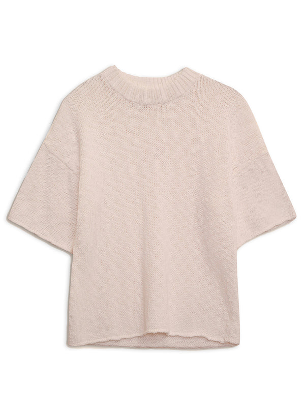 Stateside Cotton Linen Short Sleeve Sweater In Camel